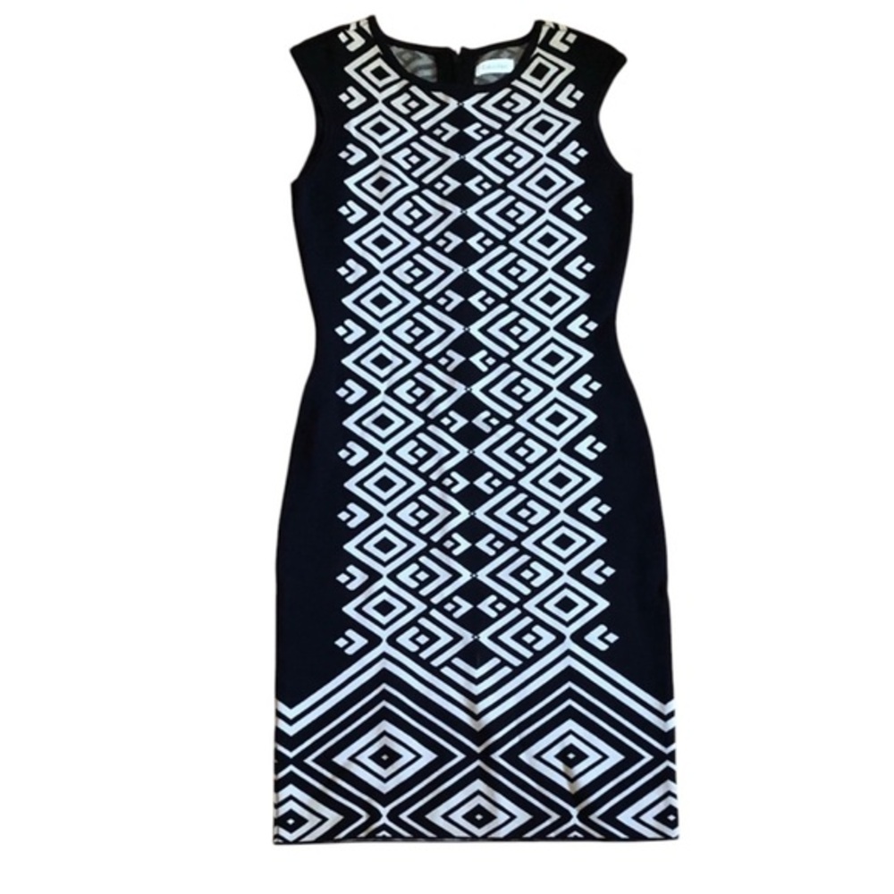 CALVIN KLEIN BLACK TAN BODYCON DRESS‎ S